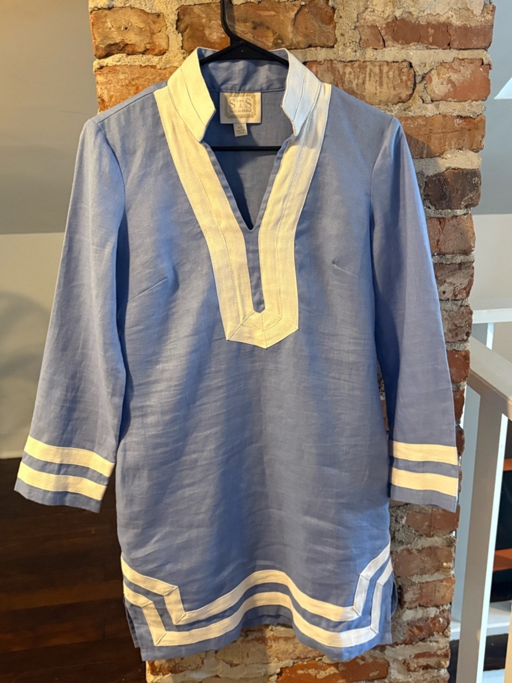 Sail to Sable Blue and White Linen Tunic Dress